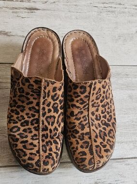 Josef Seibel Leopard Print Slip-On Mules - Brown/Black 41 / 10